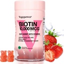 חניכיים צמיחת שיער עם biotin 10,000mcg - ויטמין שיער טבעוני חניכיים עבור Yor שיער בריא שיער, עור וציפורים, נוסף B-Complex, ויטמין D, ויטמין A & Zinc - תוספת שיער לנשים (60, Strawberry)