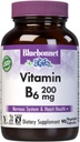 Bluebonnet Nutrition ויטמין B6 קפסולות ירקות, 200 מ"ג, עבור Cardiovascular ו- Nervous System Health, Soy Free, Gluten Free, Kosher, Milk Free, Vegan, Non-GMO, 90 קפסולות ירקות, 90 משרתות, 90 לשרתים.