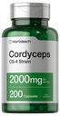 Horbäach Cordyceps Mushroom קפסולות 2000mg | 200 Count | CS-4 Strain Cordyceps Sinesis | Non-GMO Herbal Supplement