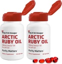 שמן רובי הארקטי - אומגה 3 תוספת עם Astaxanthin 2 מ"ג - מכיל חומצות שומן חיוניות ואנטיoxidants - תומך הלב, המוח, העין, העור, Joint & Immune Health - 60 Softgels (2 Pack)
