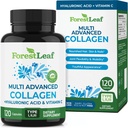 ForestLeaf Multi Collagen Pills with Hyaluronic Acid + ויטמין C | תוספי קולאזיד קולגן לנשים או גברים | קפסולות מרובות קולגן פפטים לעור, Wrinkles, 120 Caps Caps