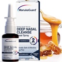 ManukaGuard Medical Class Manuka Honey Natural Nasal Spray עם פתרון Saline לתמיכה קהילתית, Sinus ו-Allergy הקלה, Nasal Moisturizing, ניו זילנד דבש, MGO 600, 0.65 oz בקבוק