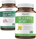 Sea Mossss & St. John's Wort (2-Month Supply Supply) Mood Moss בלנדר - אורגני הים Mosss - Raw Vegan Supplement (180 Caps) & St John's Wort with Powerful 900mcg Hypericin Vegan non-GMO (180 קפסולות)