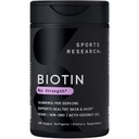 מחקר ספורט ® Biotin 10,000mcg עם שמן קוקוס אורגני - ביוטין (Vitamin B7) עבור עור בריא ותמיכה שיער * עבור נשים וגברים - טבעוני, non-GMO, Gluten & Soy-Free - 120 Veggie Softgels