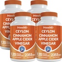 5-in-1 Ceylon Cinnamon קפסולות 2355 מ"ג - Ceylon Cinnamon ו-Apple Cider Vinegar כמוסות - Turmeric ו Panax גינזנג - תוספי Cinnamon עם bioperine (120ct, Pack of 4)