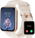 RUIMEN Smart Watches for Women Men (Answer / Make Calls) Compatable with iPhone / Android Phones, 1.85" HD Screen Fitness Tracker Heart Rate Monitor 100+ ספורט מעקב אחר מים עמידים (Milky White)