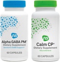 NeuroScience Stress Response & Sleep Set - Alpha GABA PM + Calm CP עם מלטונין, L-theanine, Banaba Leaf & More (2 מוצרים, 60 Count Each)