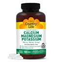 Country Life Target Mins - Calcium Magnesium Potassium העצם & Heart Health Supplement, 1000 מ"ג Calcium, 500 מ"ג מגנזיום, תומך Calcium Utilization, 180 טבליות - מוסמך Gluten חינם & טבעוני