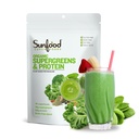 Sunfood אורגני Supergreens & חלבון - ירקות סופרפוד אבקה, אבקת חלבון אורגני, צמחי מבוסס חלבון טבעוני, Super Greens for Gut Health w /Chlorella & Spirulina, 23g חלבון Per לשרת - 8 ozoz