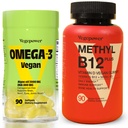אומגה 3 + ויטמין B12 Gummy | Algae אומגה 3 DHA תוספי עבור המוח, בריאות העיניים הלב | Methyl B12 1000 mcg & ויטמין D 5000 IU עבור אנרגיה ותמיכה כספית - הרוזן 90