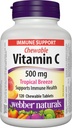 Webber Naturals ויטמין C Chewable 500 מ"ג, 120 טבליות טרופיות של ביבר
