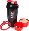 XTK Shakerבק 16OZ חלבון שיקר בקבוק עם Mix Ball Portable Sports Water Bottle Leak Proof GYM Cup forחלבון Mixes with Storage & Pillארגן, אידיאלי עבור Pre Workout, BPA חינם (אדום)