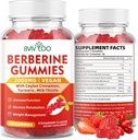 Berberine Gummies,Sugar חינם 2000 מ"ג גבוה עוצמה ברברין HCI תוספת, Plus Ceylon Cinnamon, חלב זהה עבור נשים וגברים, תמיכה במערכת החיסון & Metabolism - 60 מסטיקים