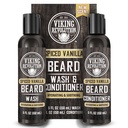 המהפכה הוויקינגית Beard Wash and Beard Conditioner for Men with Argan Oil ו- Jo Joba Oil - Beard Softener and Powerener Beard Care Beard Shampoo and Conditioner with Beard Oil (5oz, Spiced Vanilla)