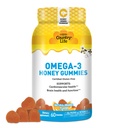 Country Life אומגה 3 Honey Gummies - Cardiovascular & Brain Health Support - Non-GMO, Certified Gluten Free - מתוקן באופן טבעי - 60 חניכיים
