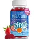 Dippin Dots - Melatonin Gummies לילדים ומבוגרים (60 ימים אספקה) Strawberry Sunset Creme Flavor | 2.5mg Per Kids Melatonin תוסף עבור Faster, Longer Sleep