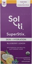 Sol-ti Organic Electrolyte Skin + hydrotion Drink Mix, Superfood hydrotion Sticks, SuperStix, Non-GMO, טבעוני, בלוברי לימון, 14 מקלות המשרתים יחיד
