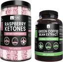 מזון טבעי InGREDIENTS Raspberry Ketone ו קפה ירוק Bean לחלץ Bundle, גדלים שונים, No Fillers, מעבדה מאומתת