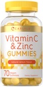 Karlyle ויטמין C ו- Zinc Gummies | 70 Count | Lemon Flavor | טבעוני, non-GMO, ו- Gluten Free Supplement