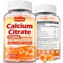 Calcium Citrate תוספת חניכיים למבוגרים - סוכר חינם Calcium Citrate 1200 Mg עם Magnesium 300 Mg & ויטמין D3 - תוספי Calciums עבור נשים וגברים