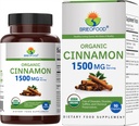 Brieofood אורגני Cinnamon 1500 מ"ג, 45 משרתות, Gluten Free, 90 טבליות Vegetarian