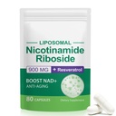 תוסף NAD, NAD+ Nicotinamide Riboside Resveratrol 900 מ"ג, תוספת תזונתית לתפקוד תאי בריא, NAD+ דלקים סלולריים הגנה ו Cctivates Anti-Aging Genes 80 קפסולות