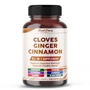 Ultra Cloves עם ג'ינג'ר & Cinnamon - All-in-1 תוספת לתמיכה בבריאות העיכול ובעל פה - Made in the USA - 150 קפסולות