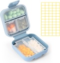 Dynippy Daily Pill מארגנת 5 השוואתיות Portable Moisture Proof Small Pill Case for Pocket Purse Travel Pill Box Portable Medicine Fish Holder Container (כחול)