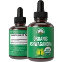 Ashwagandha נוזל טיפות. USDA אורגני תוסף. כוח נוסף Ashwagandha שורש לחלץ נשים, גברים, ילדים. Zero Sugar, אורגני, Gluten Free Tincture תוספים.