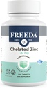 Freeda Chelated Zinc 30 מ"ג - TRAACS® Znc Bisglycinate for High Absorption - טבעוני, כשר, Gentle on Stomach - תמיכה כספית למבוגרים, גברים ונשים - 250 טבליות קטנות
