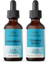 HerBAMAMA Herbal Liquid Drops Kit - Bundle של Lomatium Root Extractt ו Sting Nettle Tincture 2 oz - טבעוני, non-GMO, Sugar & אלכוהול חינם - 2 Pack