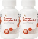 Forever Living - Absorbent-C - Orange, Honey Flavor with Oat Bran - ויטמין C for Immune Support and Skin Health - 100 טבליות צ'כות (Pack of 2)