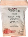 Bariatric Advantage Calcium Citrate Chewy Bites, Sugar-Free Strawberry (90 ספירה) 500 מ"ג