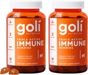 Goli Immune ויטמין Gummy - 120 Count - Elderberry, ויטמין C, D & Zinc, טבעוני, Non-GMO, Gluten-Free & Gelatin-Free, Pack של 2