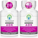 תוספי ויטמין ADK - שיפור בריאות העצם עם ויטמין A, D3, K2, Gluten-Free, 60 קפסולות (Pack of 2)