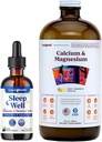 LIQUIDHEALTH Sleep Well Melas & Calcium ו- Magnesium נוזל תוסף Bundle - Natural Herbal Sleep Aid, מקדם הירגעות, עצם, Tissue, & Joint Support - USA Made, Vegan, non-GMOMO