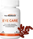 Eye Care Softgels, Lutein, Zeaxanthin, Astaxantin, Hyaluronic Acid, אומגה 3 (EPA, DHA), Zinc, Copper, ויטמין C & E, 60 Counts - 60 יום אספקה אספקה אספקה