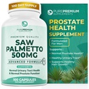 PurePremium Saw Palmetto 500 מ"ג עבור גברים / נשים - כוח מקסימלי Saw Palmetto לחלץ; קפסולות אבקה - תמיכה רגילה Urinary Tract, Prostate Health / Hair - 3 חודשים אספקה - 100 Tablet