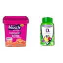Viactiv Calcium +Vitamin D3 תוסף צ'יפס Soft Chews, Carmel, 60 Chews - Calcium Dietary Supplement & Vitafusion ויטמין D3 Gummy ויטמינים עבור העצם ומערכת החיסון תמיכה, Peach, Blackberry