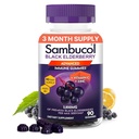 סמבוקול קדמיות למבוגרים עם ויטמין C; Zinc; Sambucus Elderberry Gummies for Immune Support with High Antioxidants; Gluten Free; טבעוני; 1 Gummy Per Serve; Count (90 יום אספקה)