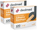 Dealmed Sheer פלסטיק גמישות Adhesive Bandages - 100 Count (2 Pack) Bandages עם Non-Stick Pad,  Latex Free, Wound Care for First Aid Kit, 3