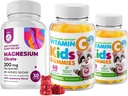 ויטמין C Gummies 120 ספירה עבור ילדים ומבוגרים 240 מ"ג ומגנזיום 200 מ"גמיים - Immune Support low-Sugar Chewable Gummy ויטמינים עבור טודלר עם Magnesium Calm צ 'יפס לילדים ומבוגרים