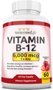 NaturalisimoLife ויטמין B12 6,000 mcg - Quick Dissolve Strawberry Flavor Nuggets - 60 Nuggets, Non-GMO, טבעוני, Gluten Free
