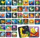Hebayy 36 Pair Animal Matching Memory Game Flash Cards for Toddlers, Preschool, Kindergarten and Home. Erasable, Fun & Fast, Travel Friendly, Skill Building. גודל 2" x 2"(5 x 5 ס"מ)