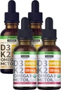 NUSAVA Strawberry Flavored D3 K2 נוזל טיפות ו Vanilla Flavored D3 K2 נוזל טיפות Bundle - ויטמין נוזלי פוטרנט עבור הלב, משותף, העצם, השרירים ו- Immune תמיכה - non-GMO, Gluten-Free, 2pk כל אחד