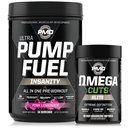 PMD ספורט Ultra Pump דלק Insanity - Pre Workout - פינק Lemonade (30 משרתים) ספורט אומגה חותכת את עלית שמן התנורגני (90 Softgels)