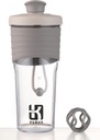 הדור השני Shaker Bottle for Protein with Mixing Ball - Perfect for Workouts and Outside Use, 24Ounces Whey Protein Shaker with Clear Measurement (Gray)