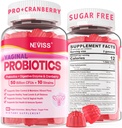 ויטמין Probiotics for Women PH Balance, Odor Control with Prebiotics, Cranberry, D-Mannose, מקדם Feminine Healthy Vaginal פלורה, Urinary Tract, Yeast, תמיכה תזונתית, סוכר חינם, 60Cts