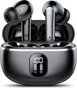 אוזניות אלחוטיות, Bluetooth 5.3 אוזניות Big Bass Stereo, אוזניים Buds עם Noise מבטלת את תצוגת LED Mic LED, ב- Earphones IP7 Waterהוכחה, 50H Playtime ספורט, שחור שחור