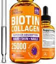 נוזל קולגן ו biotin טיפות עבור שיער צמיחה 25,000 mcg - מיוצר בארה"ב Collagen & ביוטין ויטמינים עבור שיער עור וציפורים - hydrolyzed Collagen ו ביוטין תוספת לנשים וגברים